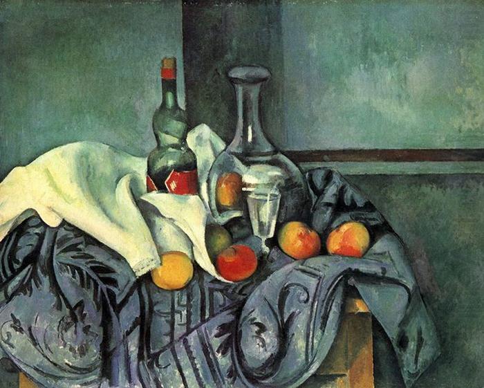 Stilleben, Pfefferminzflasche, Paul Cezanne